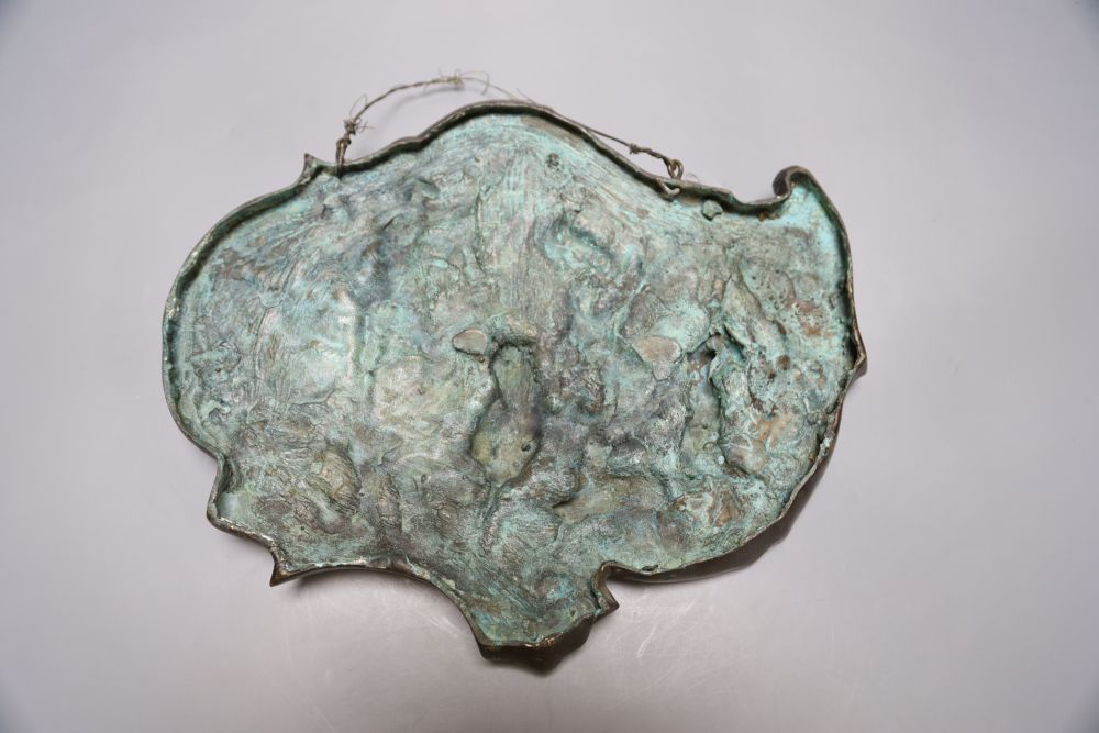 A Viennese cast bronze wall plaque, signed L. Fargoia?, stamped 1892, length 31cm